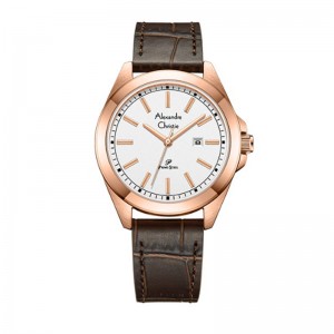 Alexandre Christie AC 1015 Rosegold White Brown Leather Lady LDLRGSL